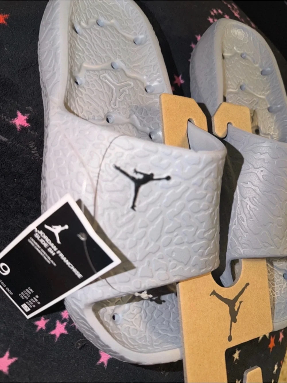 Jordan Youth Light Gray Slide Sandals with Jumpman Logo